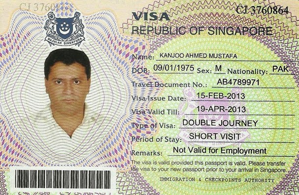Singapore visa sticker