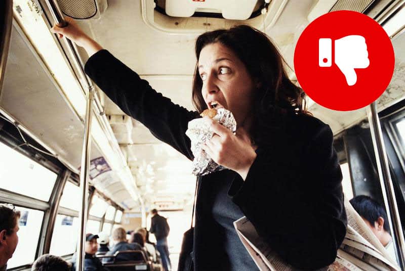Don’t eat Food and Drink while Riding Public Transportation