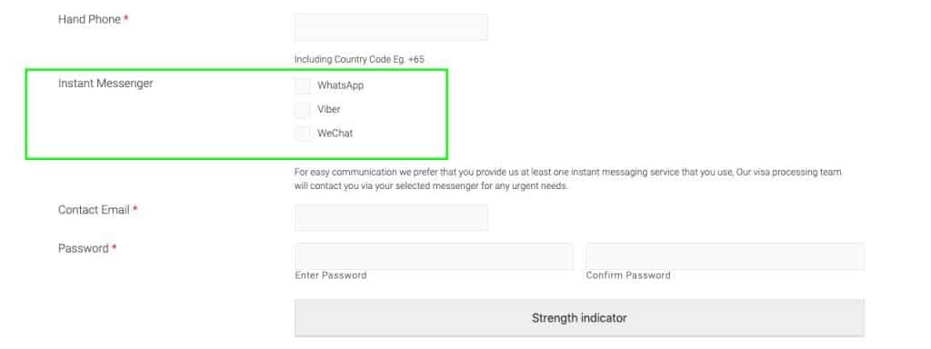 Singapore visa online instant messenger