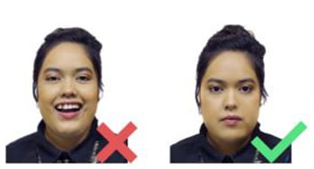 Facial expression should be neutral with mouth closed