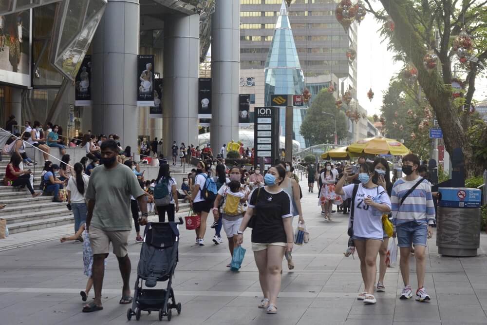 Singapore tourists walking